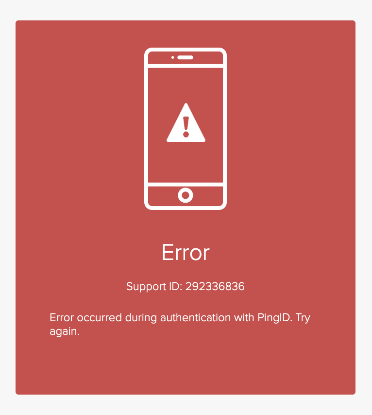 Error occurred during authentication with PingID